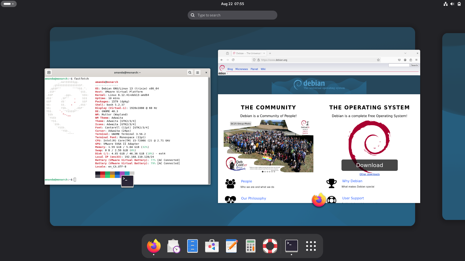 Debian 13 GNOME desktop