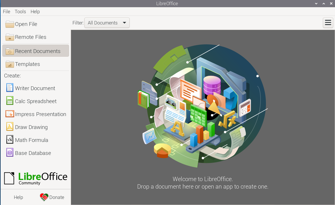 LibreOffice start center